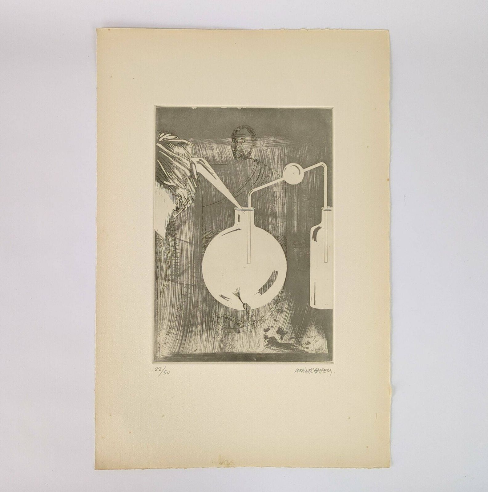 Vintage Signed Medina Campeny 1969 Etching Art Print, Signed And Numbered Catalan Art Engraving