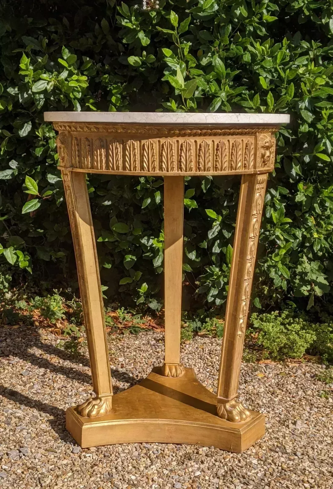 Early 20th Century Regency Gilt Wood Marble Top Circular Table photo vintage