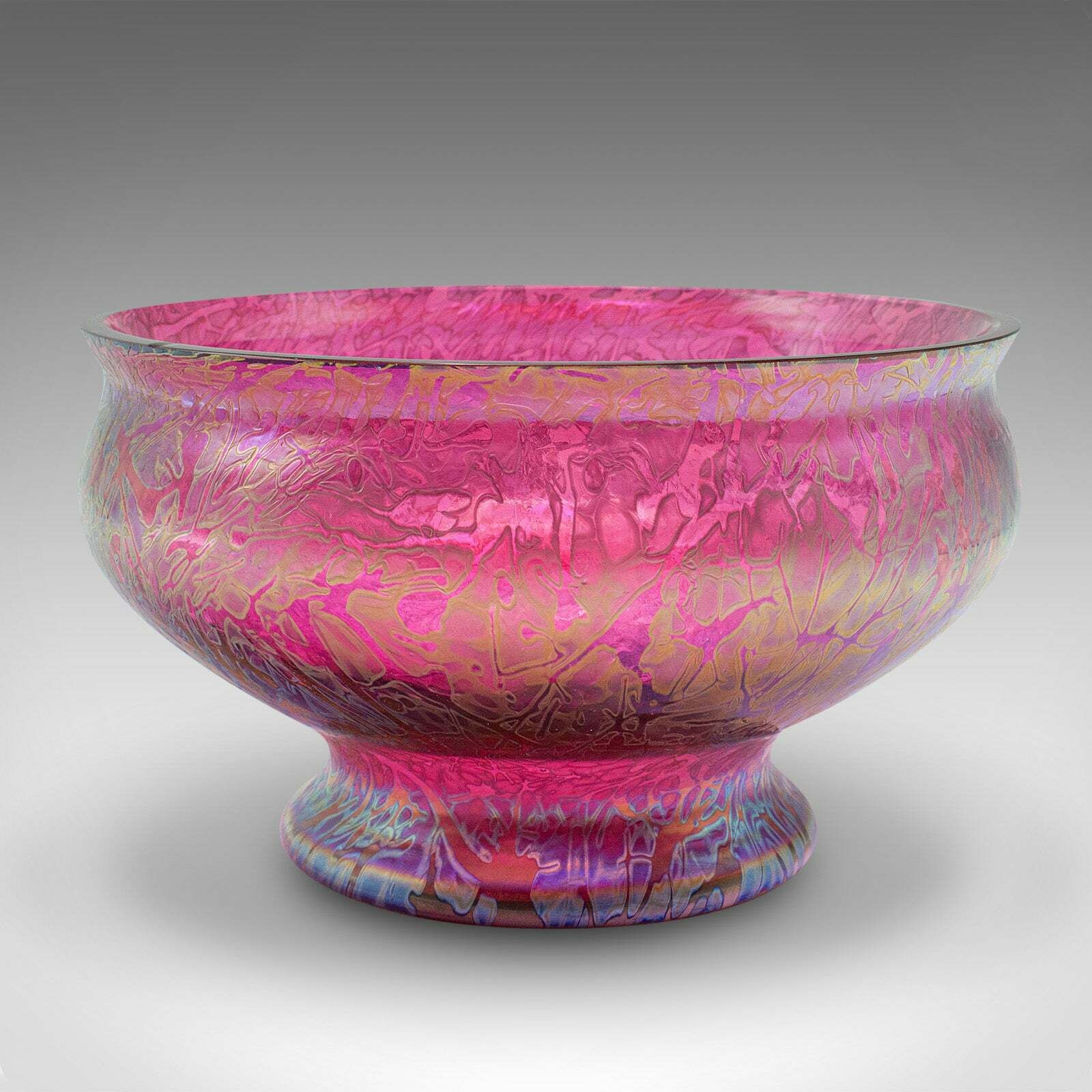Vintage Decorative Fruit Bowl, English, Art Glass, Serving Dish, Lustre Finish photo furniture