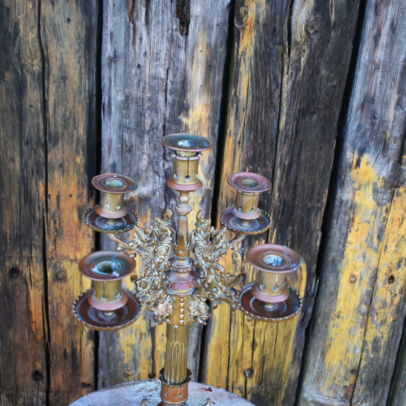 photo for sale Antique 19th Century Bronze Christopher Dresser Style Church Altar Candelabra