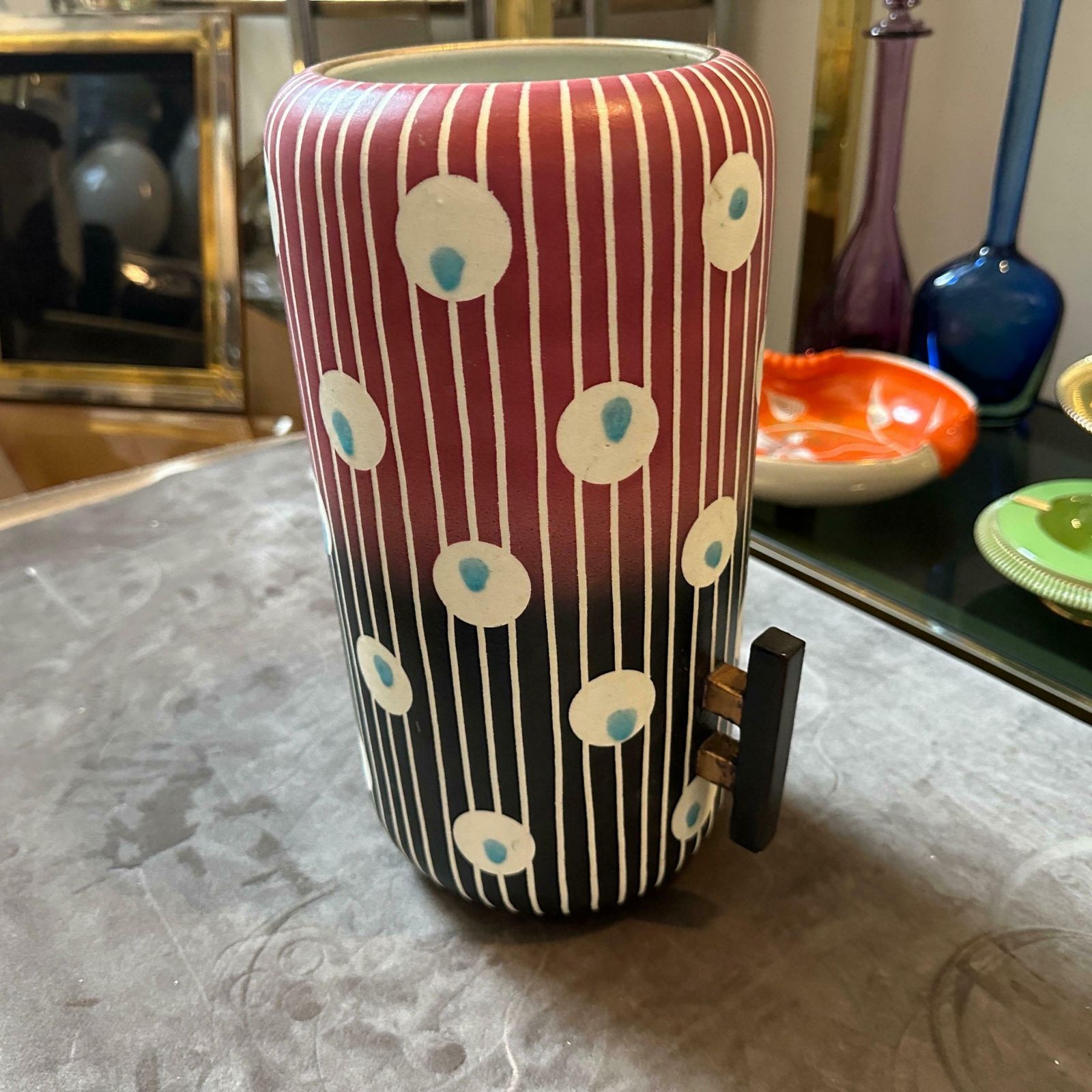 1960s Mid Century Modern Hand Painted Ceramic Italian Vase By Bellaria photo buy