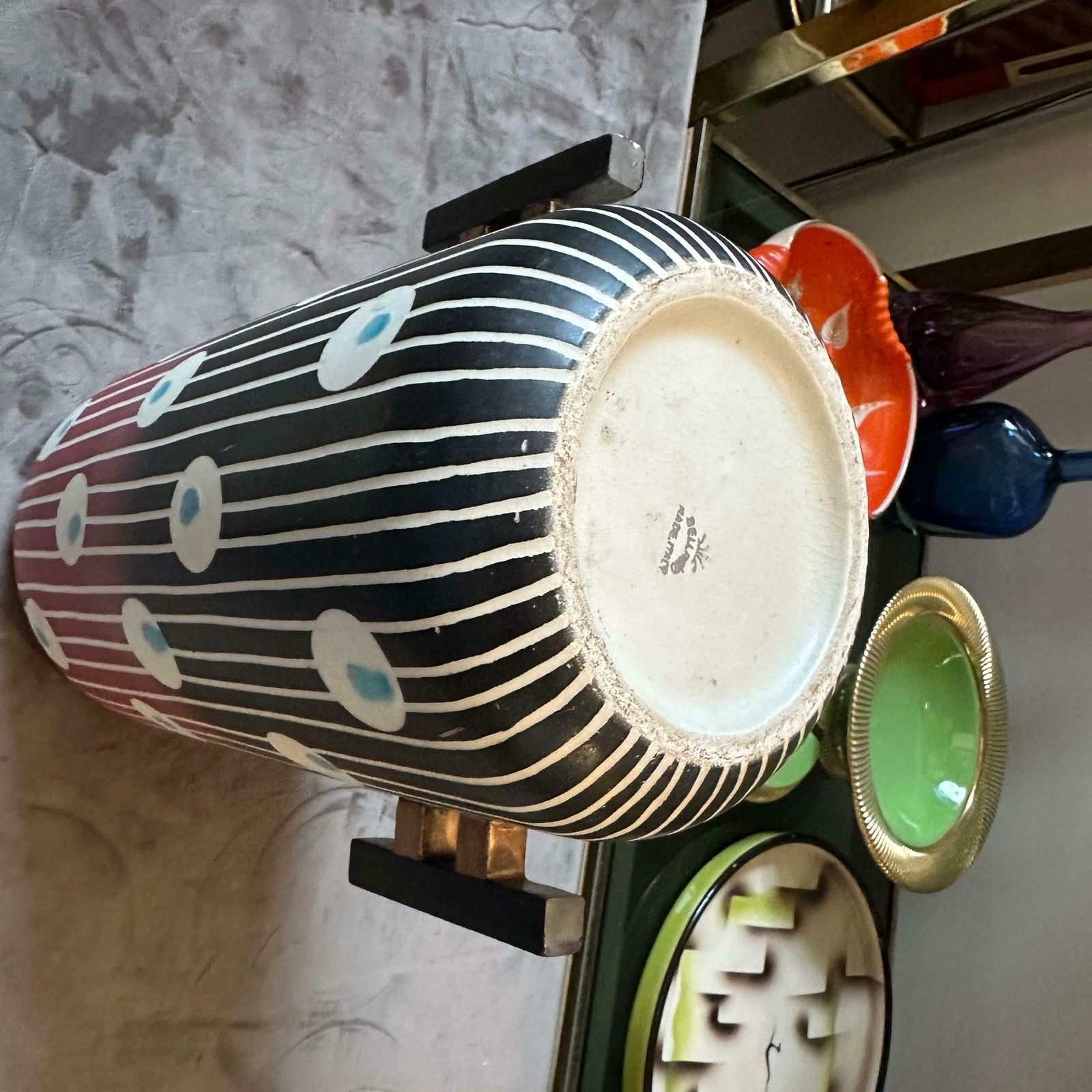 photo for sale 1960s Mid Century Modern Hand Painted Ceramic Italian Vase By Bellaria