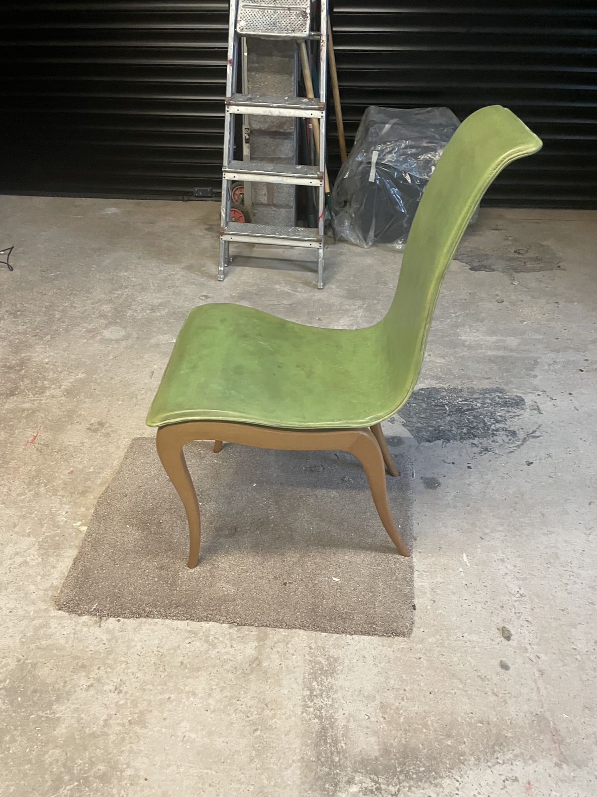 Mid Century Green Leather Dining Chairs,Set Of Six photo furniture