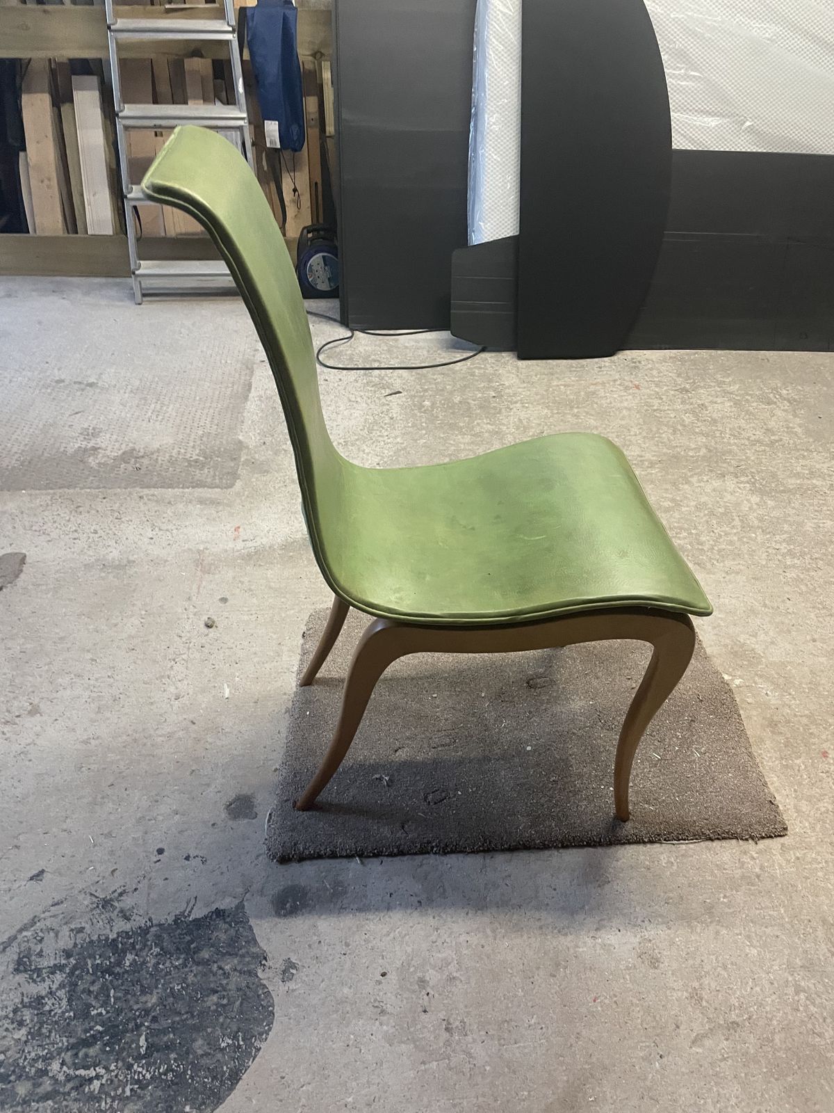 Mid Century Green Leather Dining Chairs,Set Of Six photo Furniture