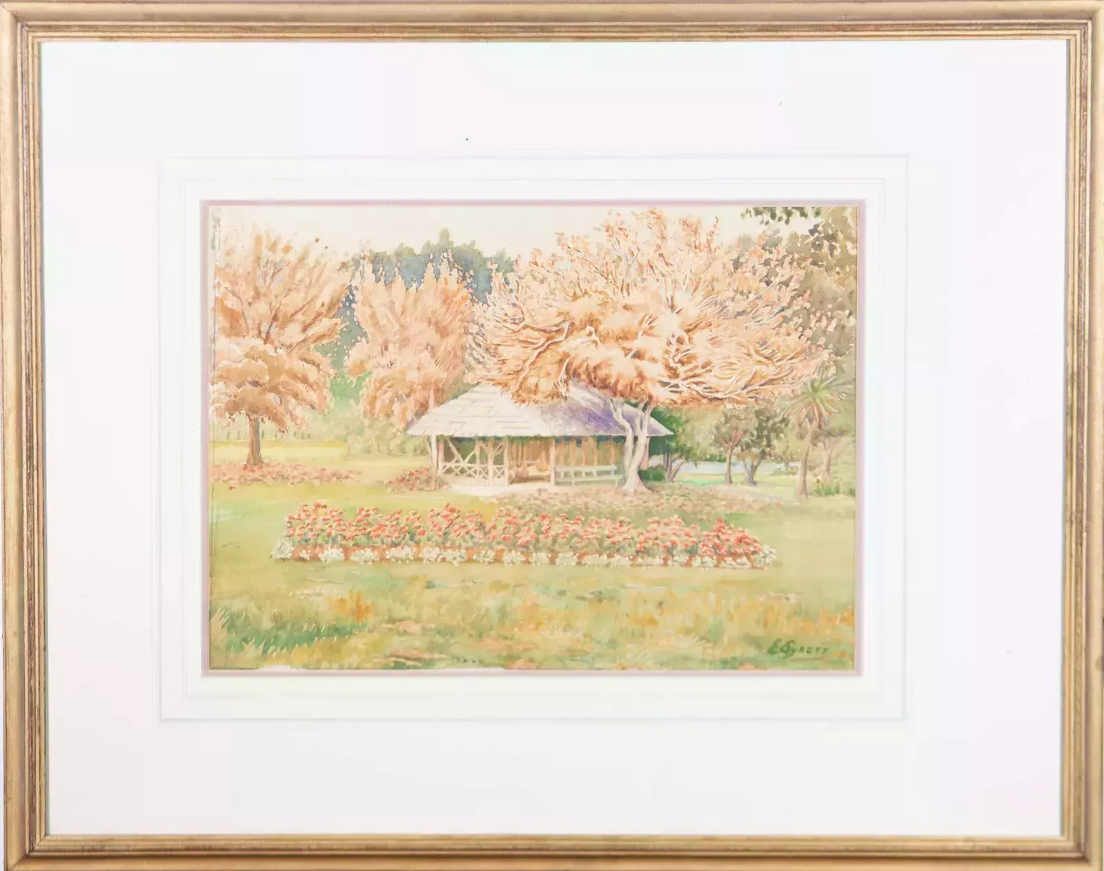 E Syrett   Early 20th Century Watercolour, A Garden In Bloom