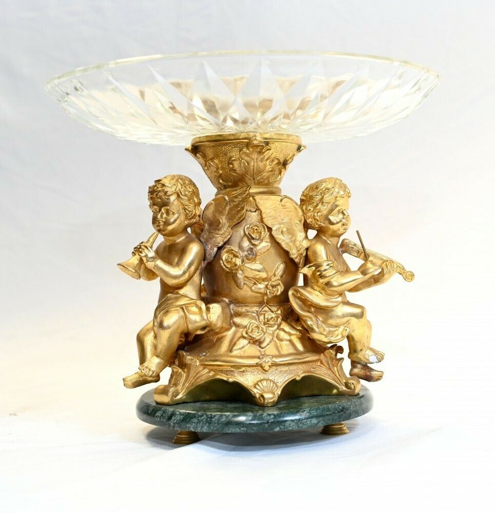 Pair Empire Candelabras Rock Crystal Gilt Candles