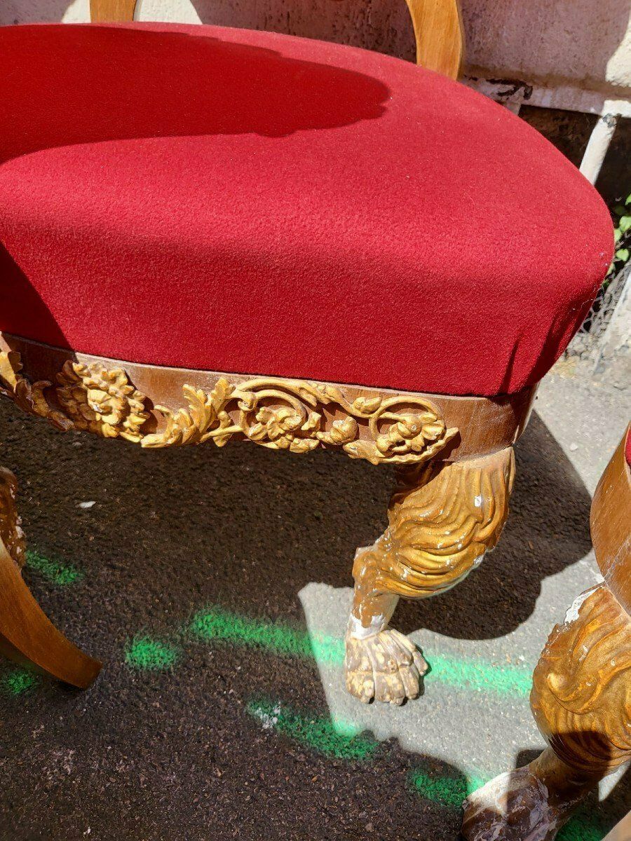 Rare Suite Of 20 + 2 Gilded Wood Chairs, 19th Century photo furniture