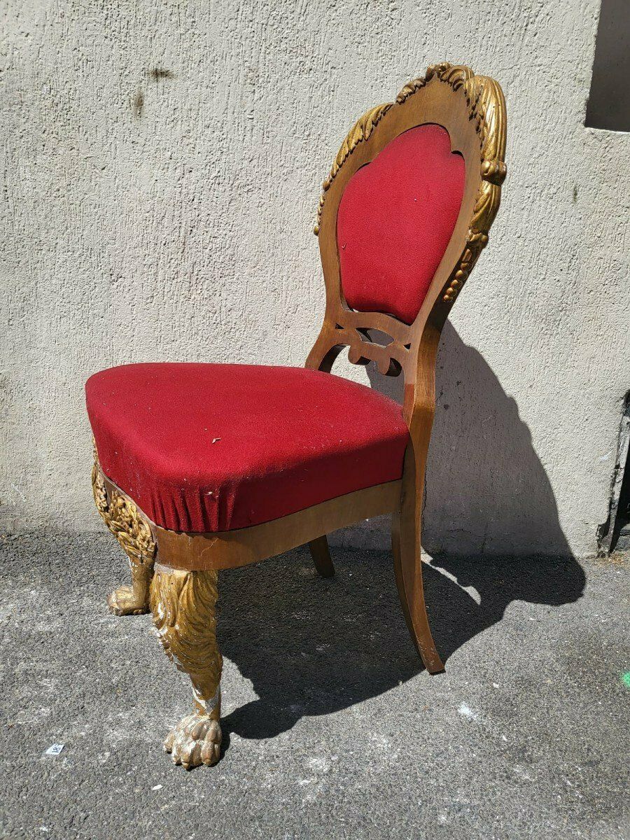 Rare Suite Of 20 + 2 Gilded Wood Chairs, 19th Century photo buy