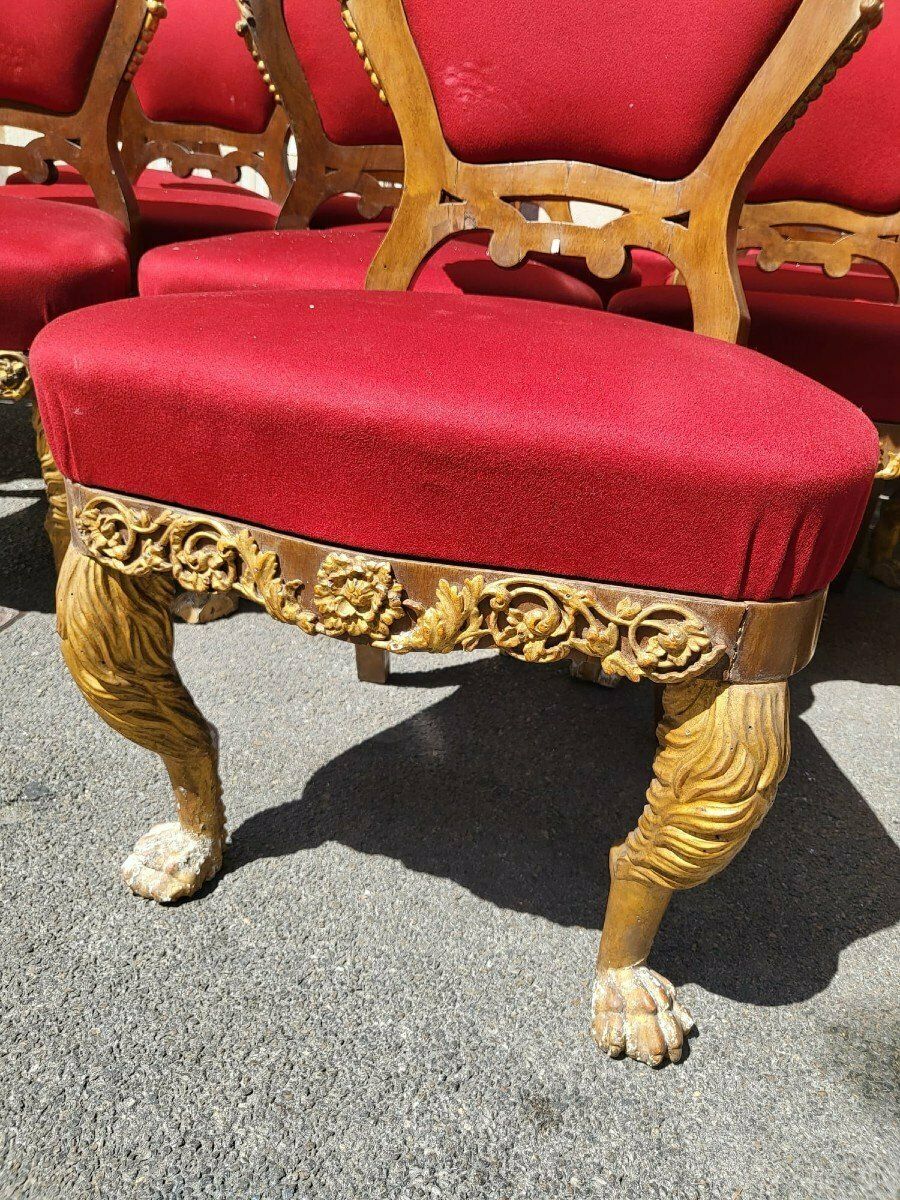 4800.0 Rare Suite Of 20 + 2 Gilded Wood Chairs, 19th Century photo