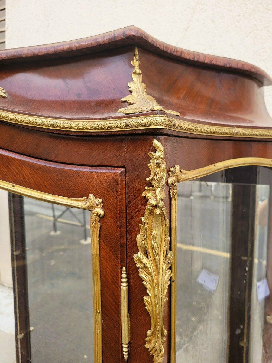 Curved Vitrine In Marquetry And Bronze, Napoleon III, 19th Century photo furniture