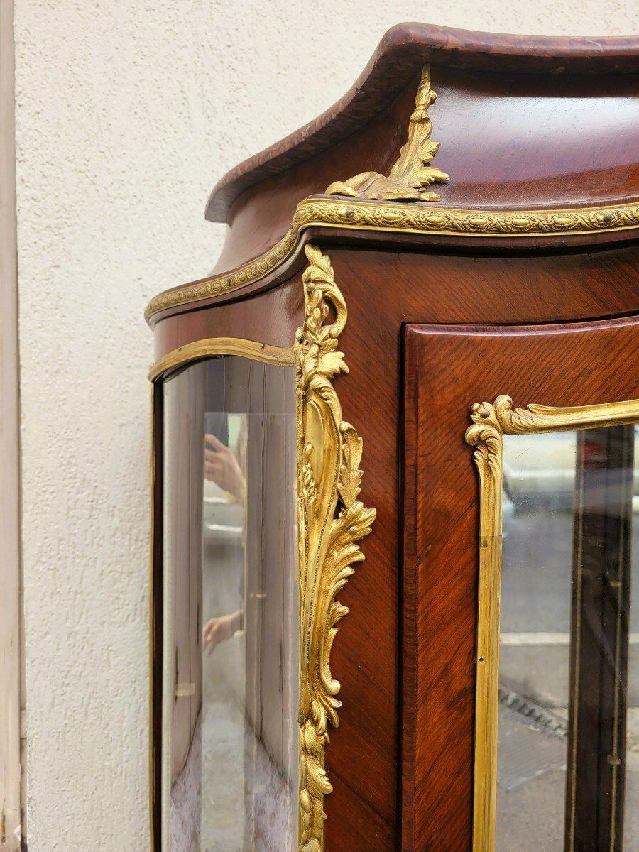 Curved Vitrine In Marquetry And Bronze, Napoleon III, 19th Century photo 2350.0