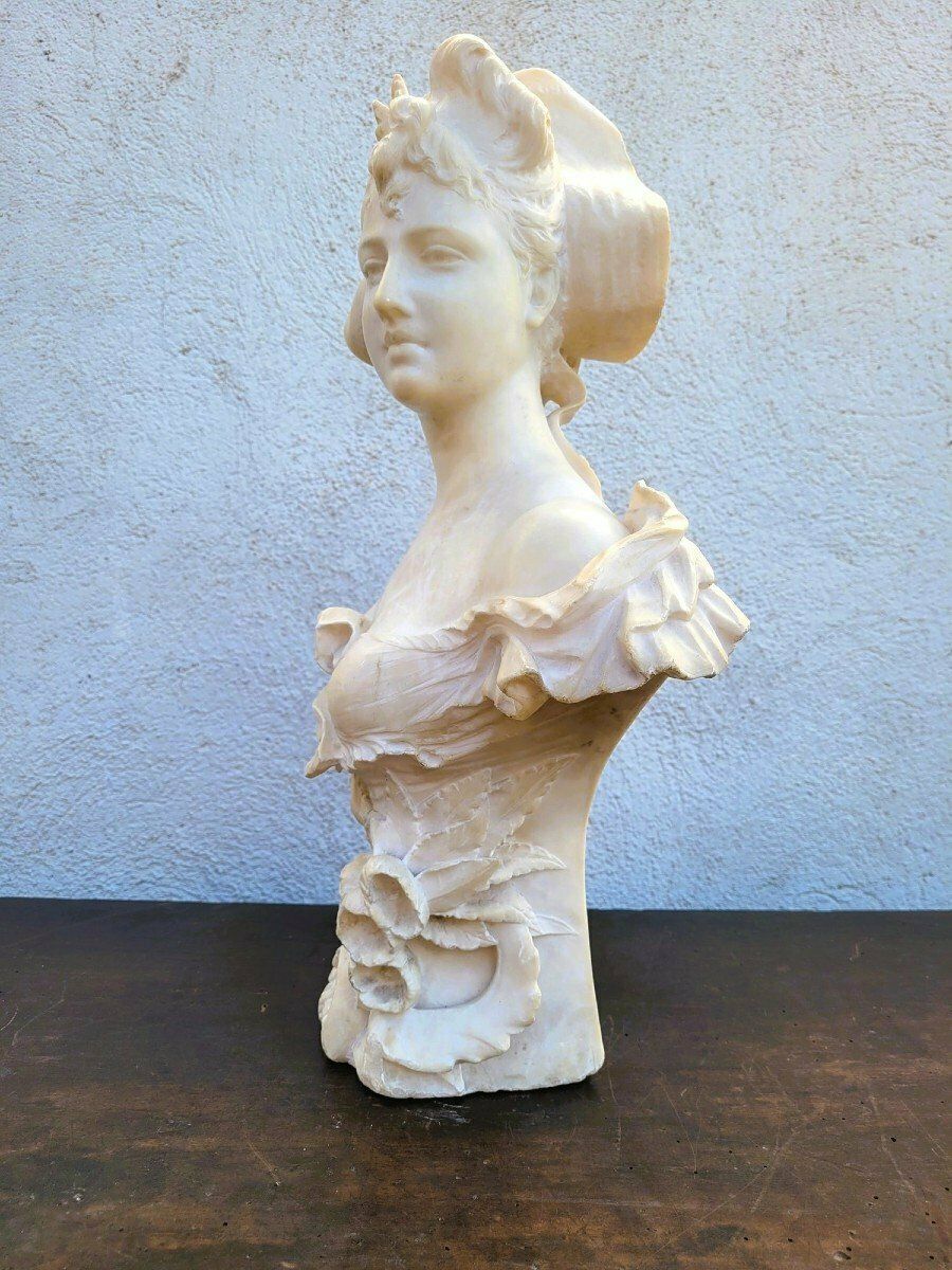 Ant Nelson, Bust Of A Woman, Alabaster, Late 19th Century photo for sale