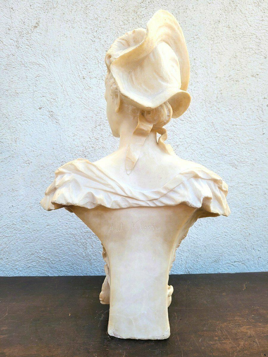 Ant Nelson, Bust Of A Woman, Alabaster, Late 19th Century photo Art