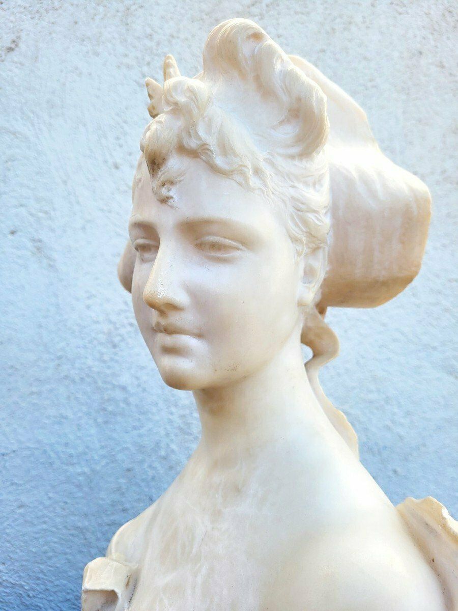 Ant Nelson, Bust Of A Woman, Alabaster, Late 19th Century photo 1900.0