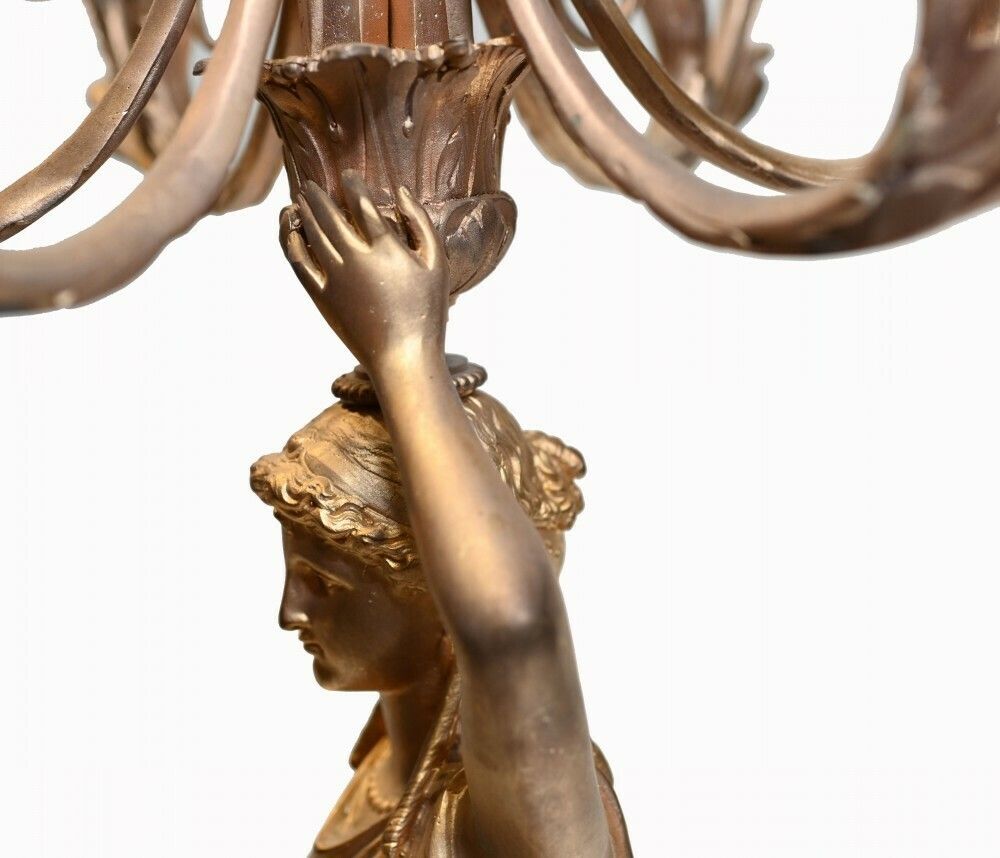1995.0 Pair French Gilt Candelabras Female Maiden Figural Candles photo