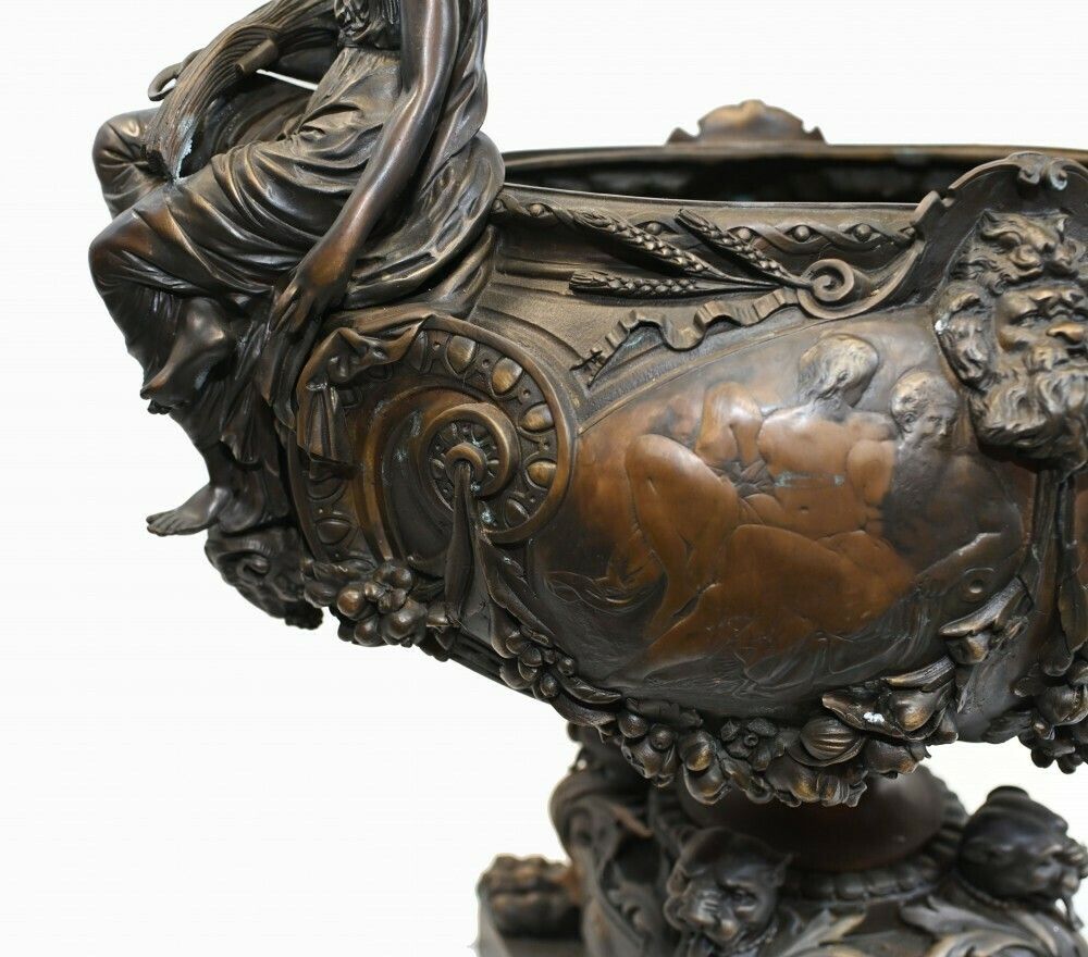 Monumental Bronze Bowl Centerpiece French Classical Lerolle Freres photo buy