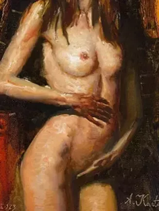 Giclée Print On Canvas, Naked Swimmer, 2023, By Kartashov Andrey, Russia, 21st Century. 1 Of 50 Limited Prints. photo furniture