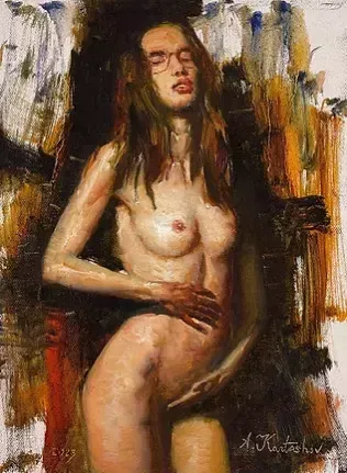 Giclée Print On Canvas, Naked Swimmer, 2023, By Kartashov Andrey, Russia, 21st Century. 1 Of 50 Limited Prints. photo for sale