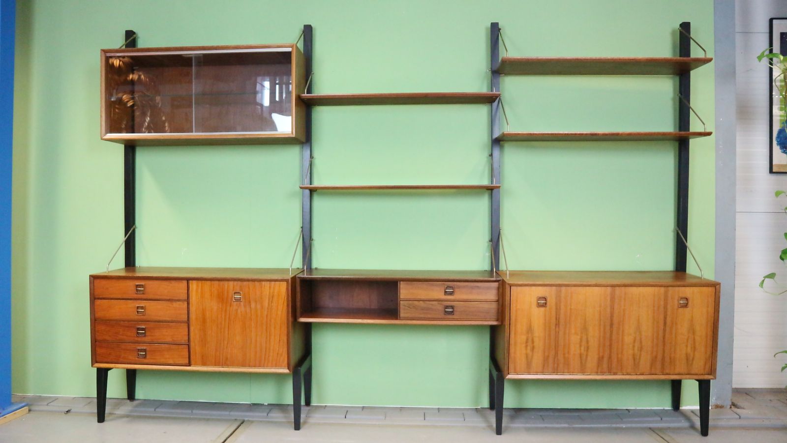 Teak Modular Mid Century Modern Wall Unit By Louis Van Teeffelen For Wébé, 1960s photo Furniture