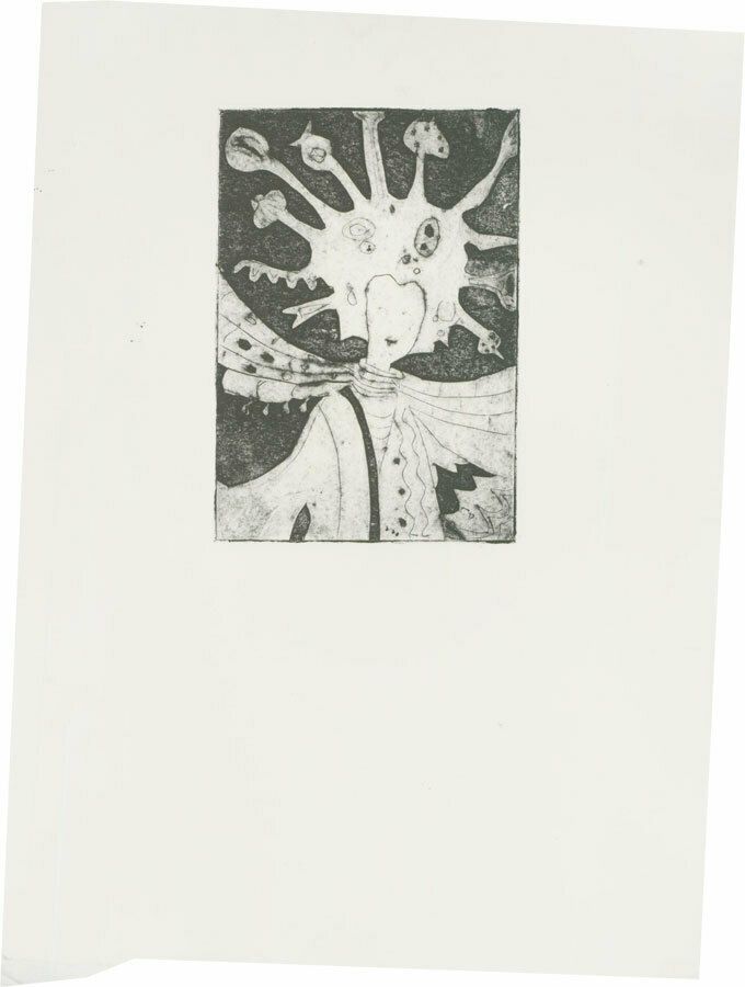 Patricia Johnstone (1944 2023)   Contemporary Etching, Modern Day Queen II photo furniture