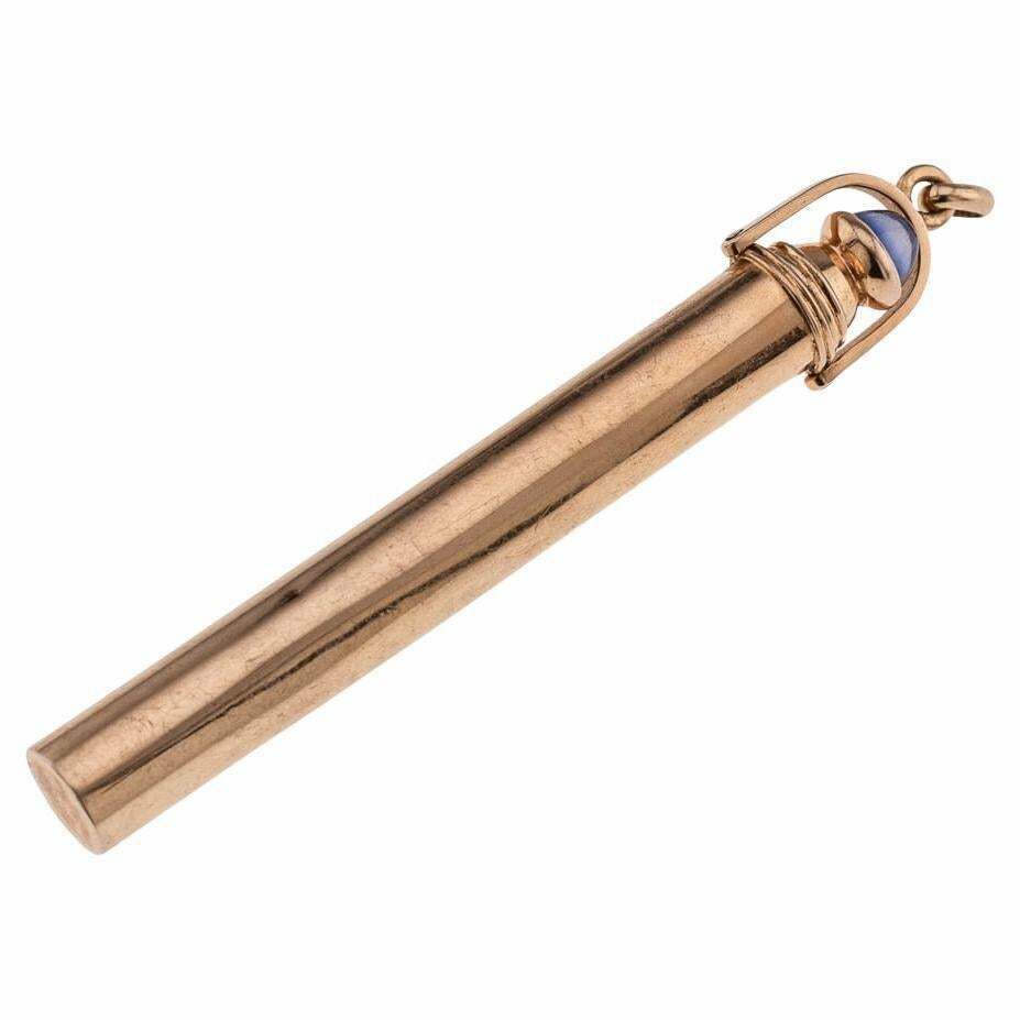 Antique 20th Century French Solid Gold & Sapphire Retractable Pencil C.1900