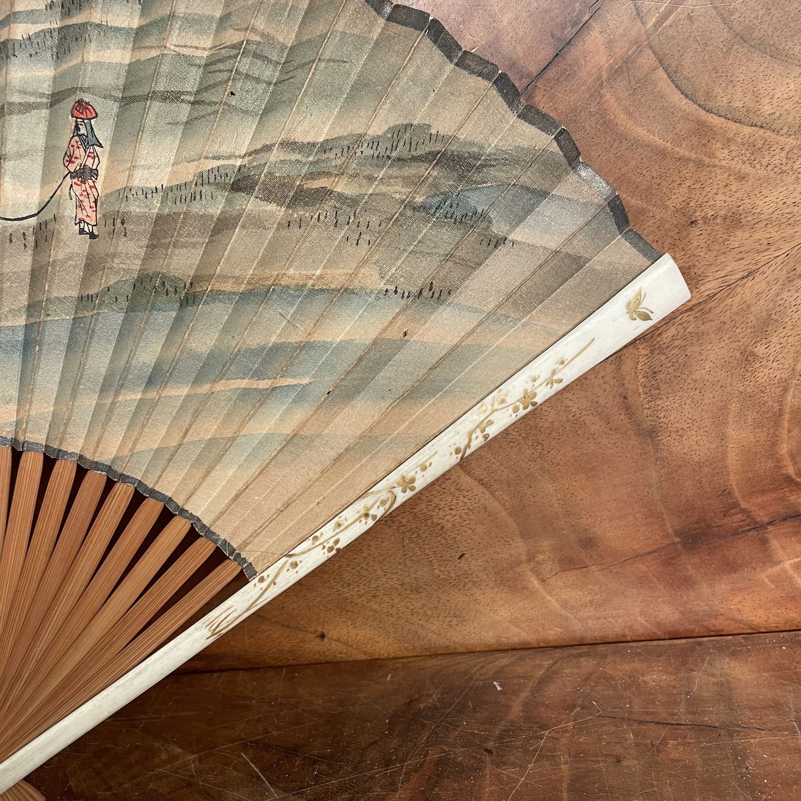 A Edwardian Hand Painted Fan, 1910s photo for sale