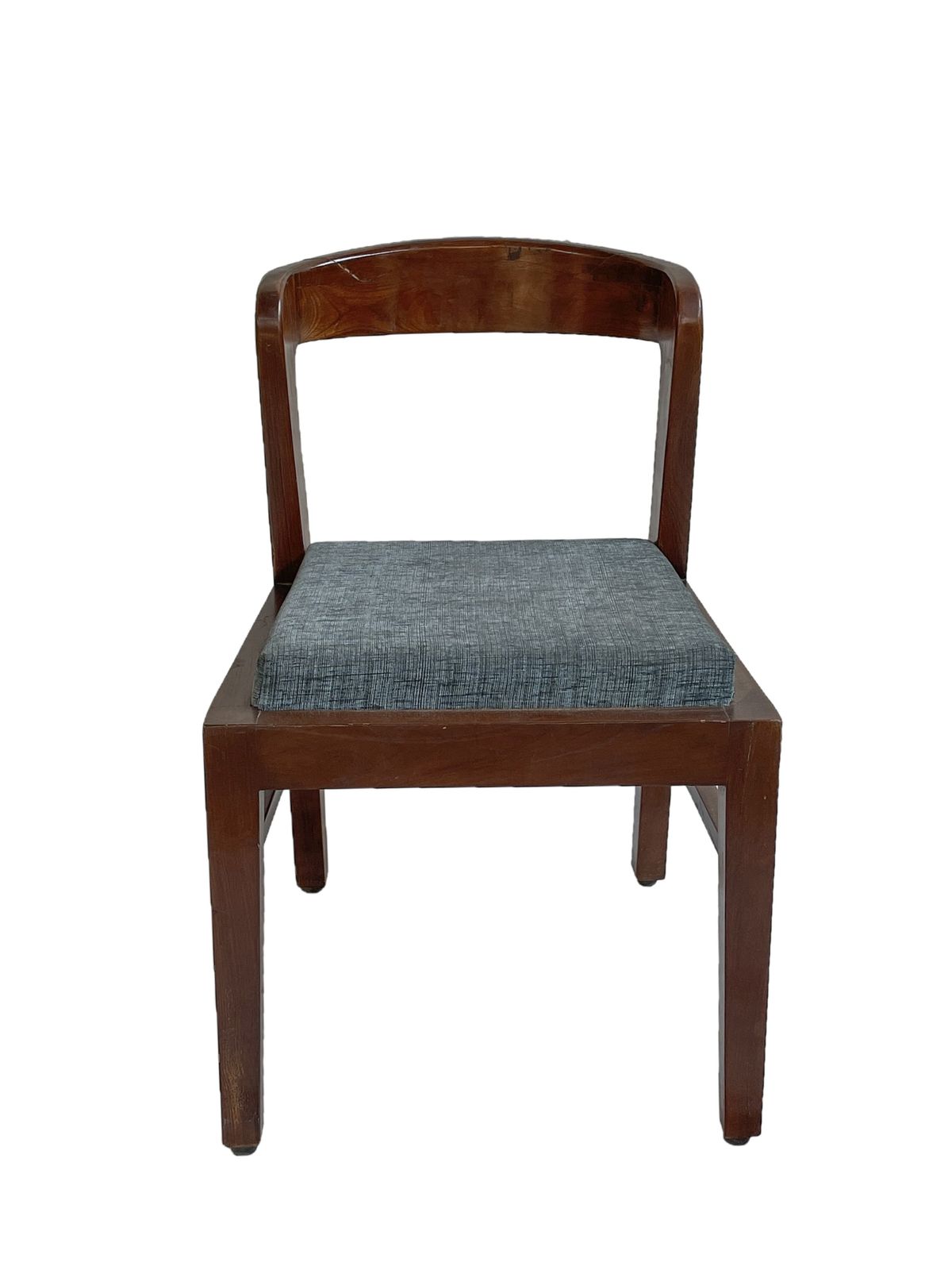Antique Handcrafted Indian Teak Wood Chairs 1940s | Dining Accent Chairs With Curved Back & Upholstered Seats photo vinterior