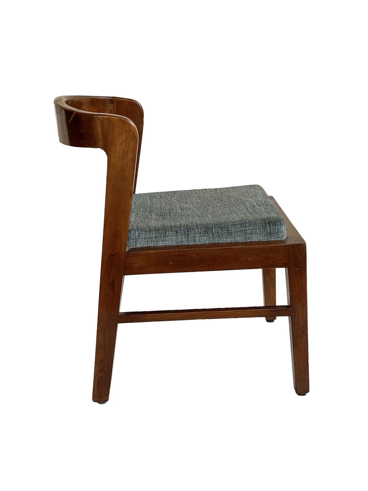 Antique Handcrafted Indian Teak Wood Chairs 1940s | Dining Accent Chairs With Curved Back & Upholstered Seats photo buy
