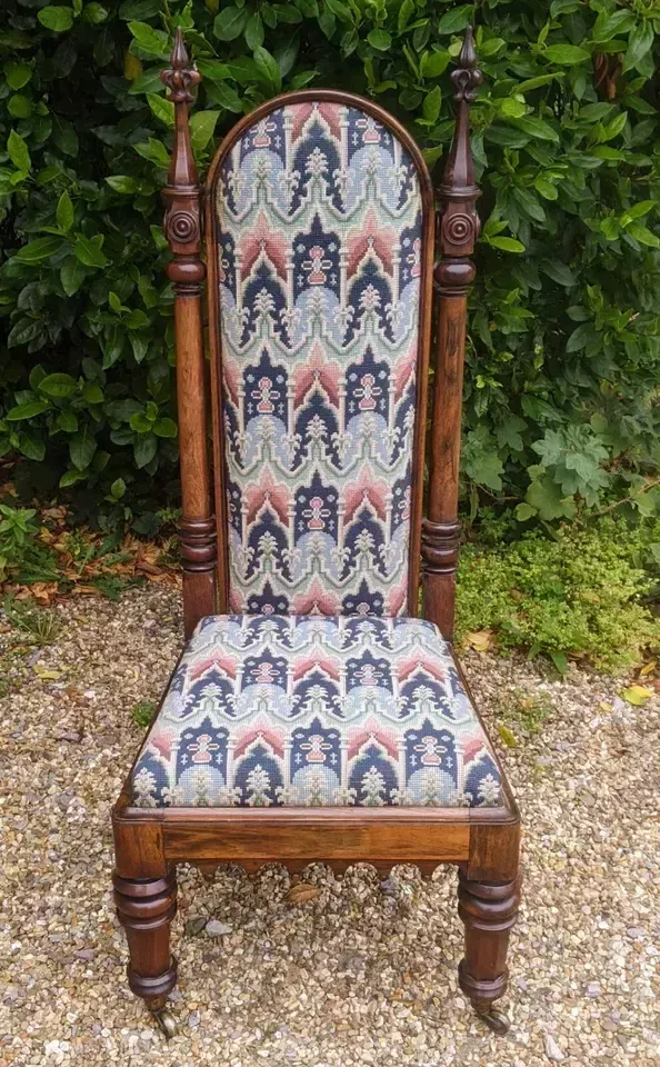 Antique Gothic Rosewood Prie Dieu Chair photo vintage