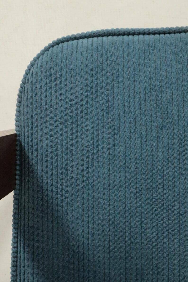 Mid Century Fauteuil Marineblauw Corduroy Fluweel Bekleding Lounge Chair, Jaren 1960 photo buy