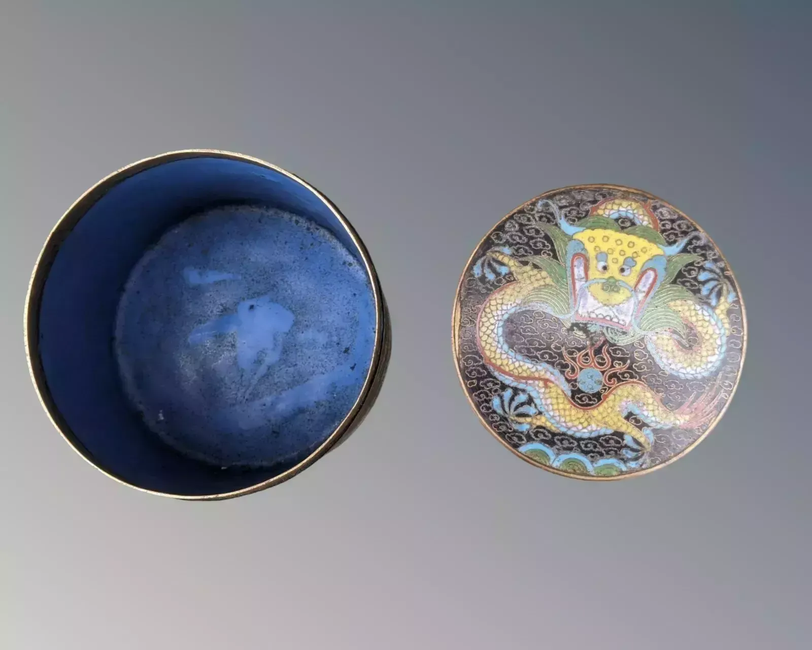Antique Chinese Cloisonne Dragon Pot And Cover photo vinterior