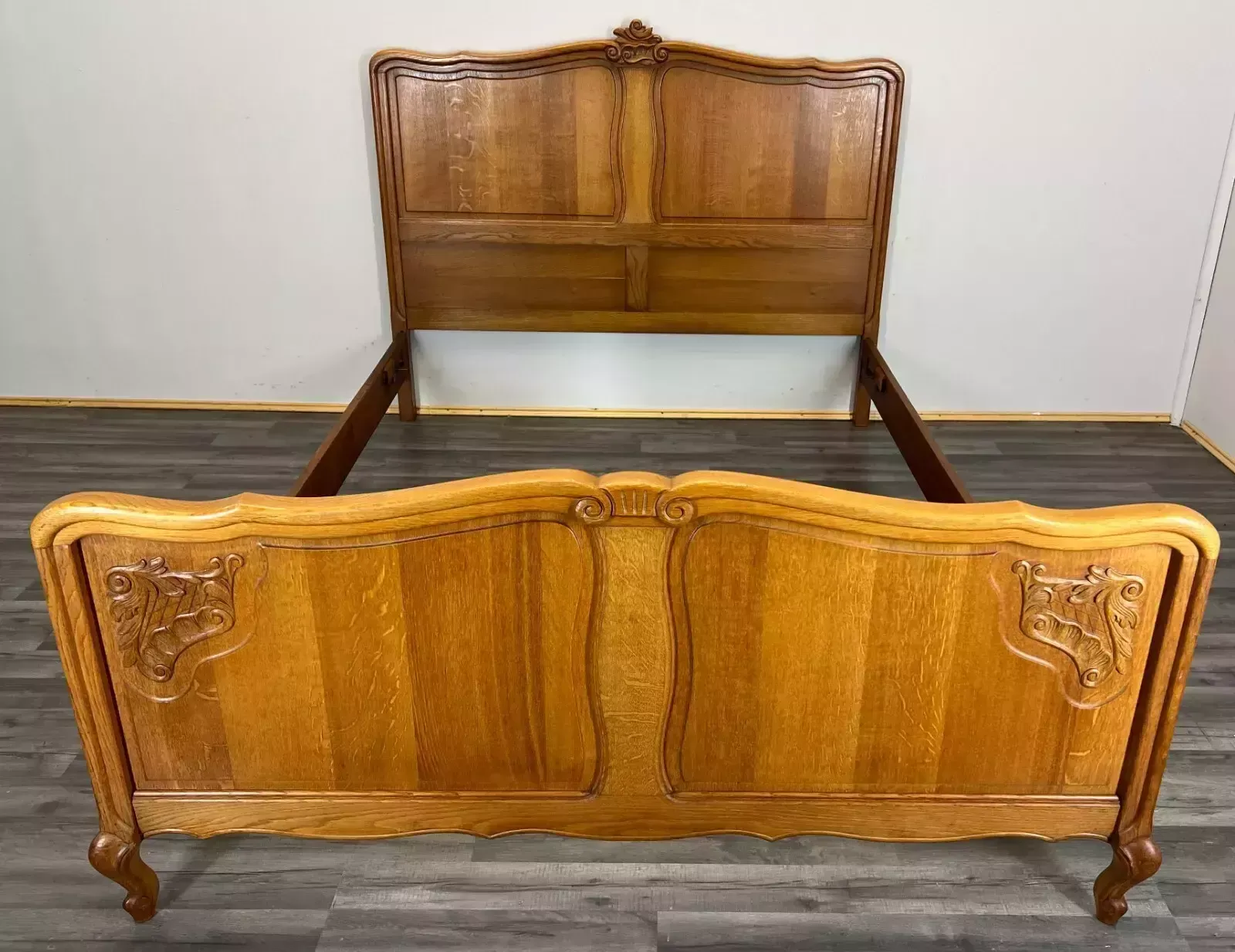 Double Bed Louis XV Style Vintage Retro French Oak Lot 3339