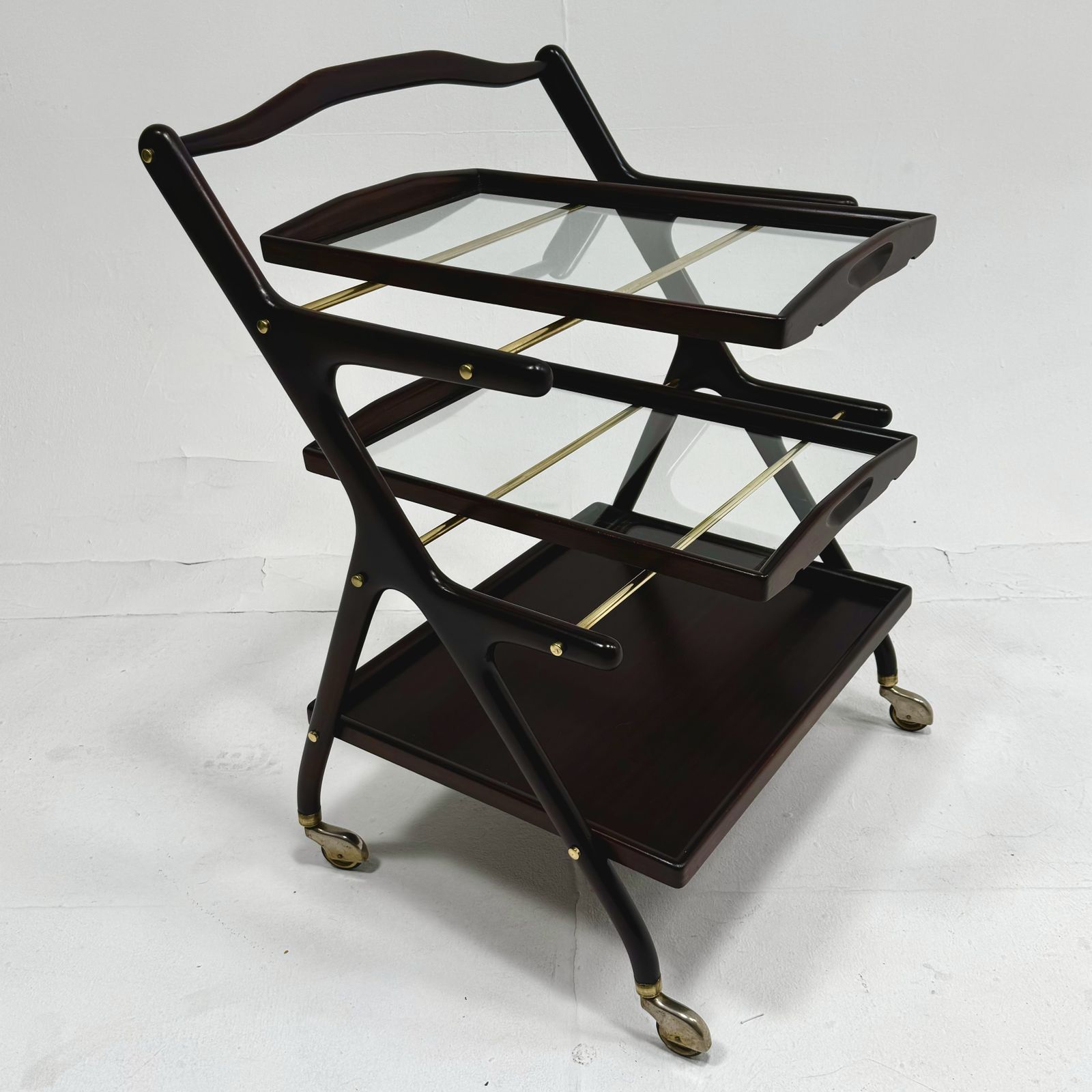 photo for sale 1950s Italian Cesare Lacca Mahgany Bar Cart