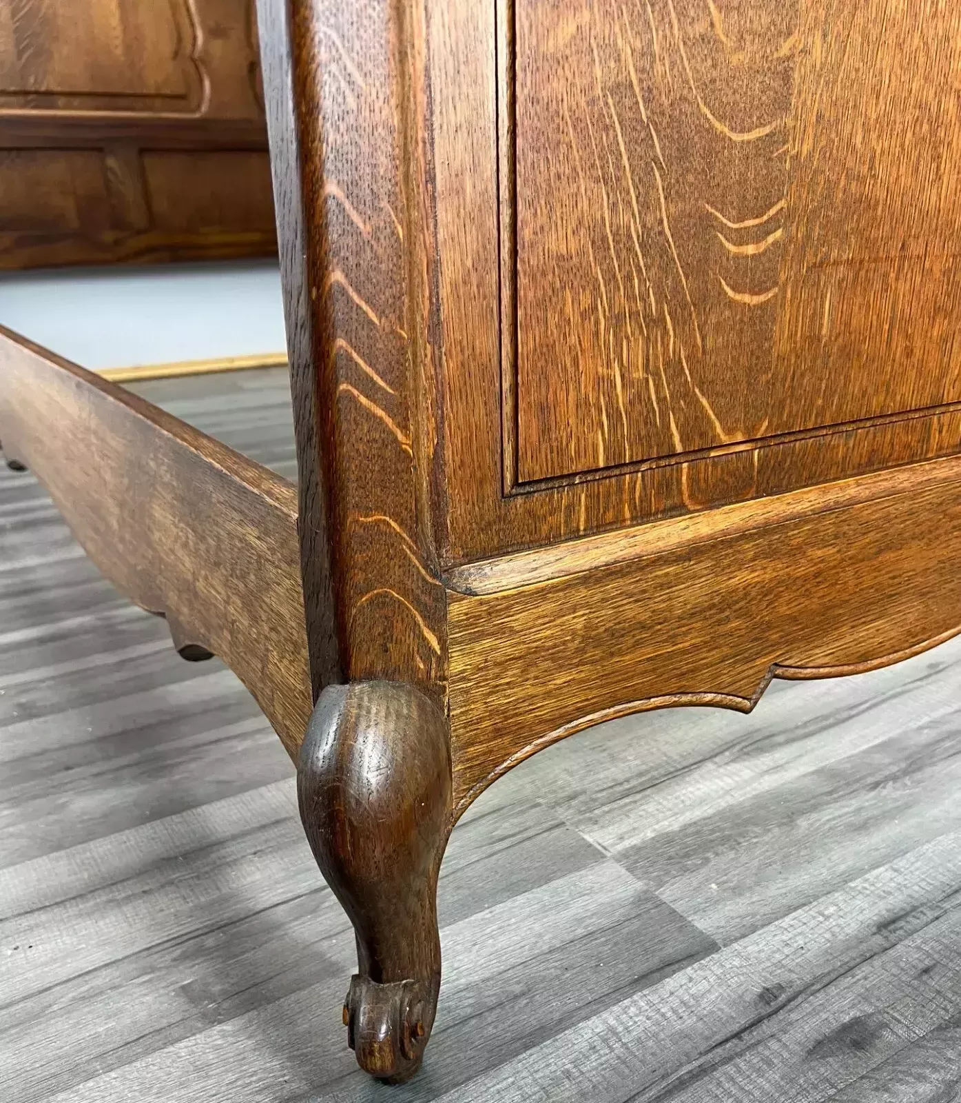 Double Bed Louis XV Style Vintage Retro French Oak Lot 3335 photo vintage