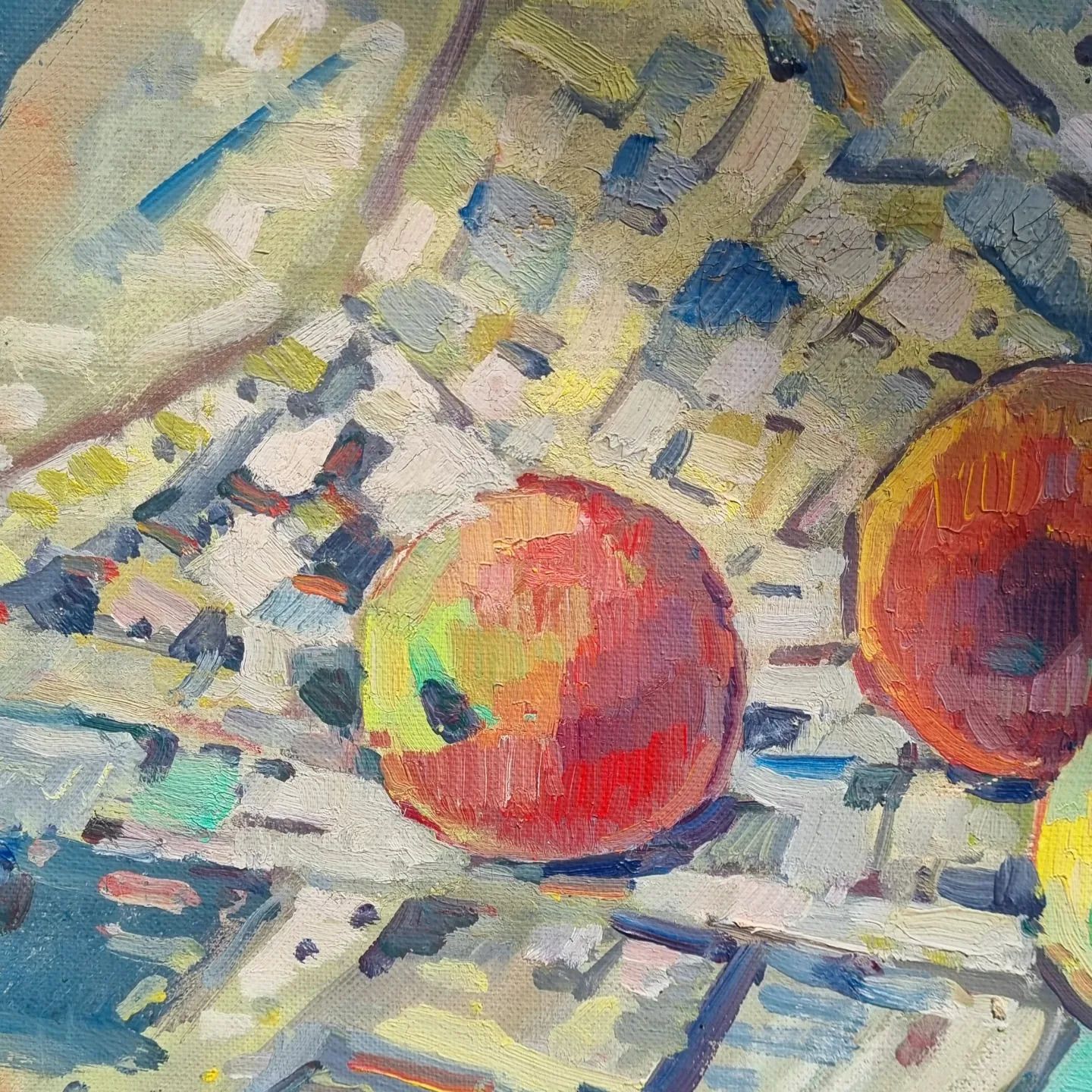 Rosy Apples Swedish Mid Century Oil On Canvas By Edvin Ollers (1888 1959) photo vinterior