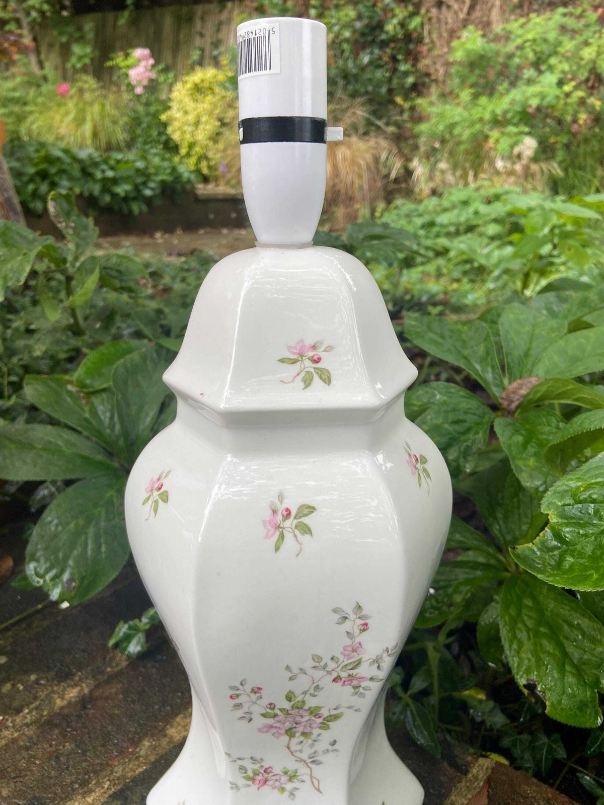 Classic Vintage Ginger Jar, Mock Oriental Ceramic Table Lamp With Flowers   Working photo furniture