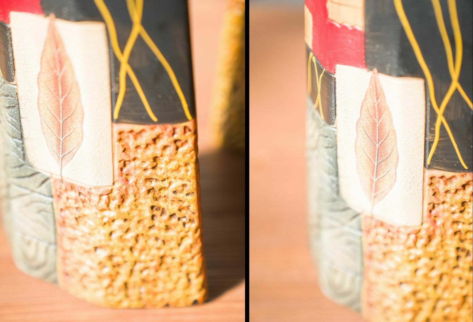 Pair Of 1980s 90s Terracotta Vases – Geometric And Textured Design photo buy