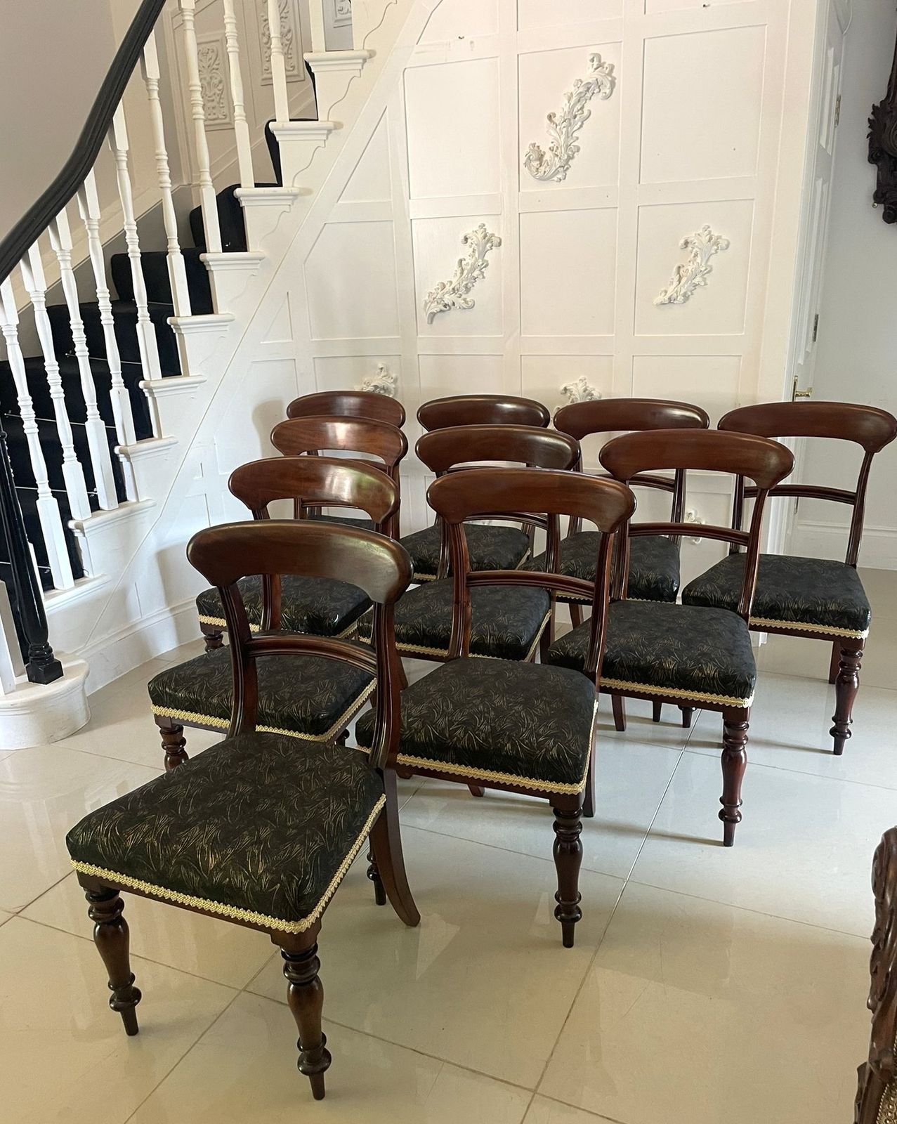 Antique 19th Century Set Of 10 Quality Mahogany Dining Chairs photo furniture