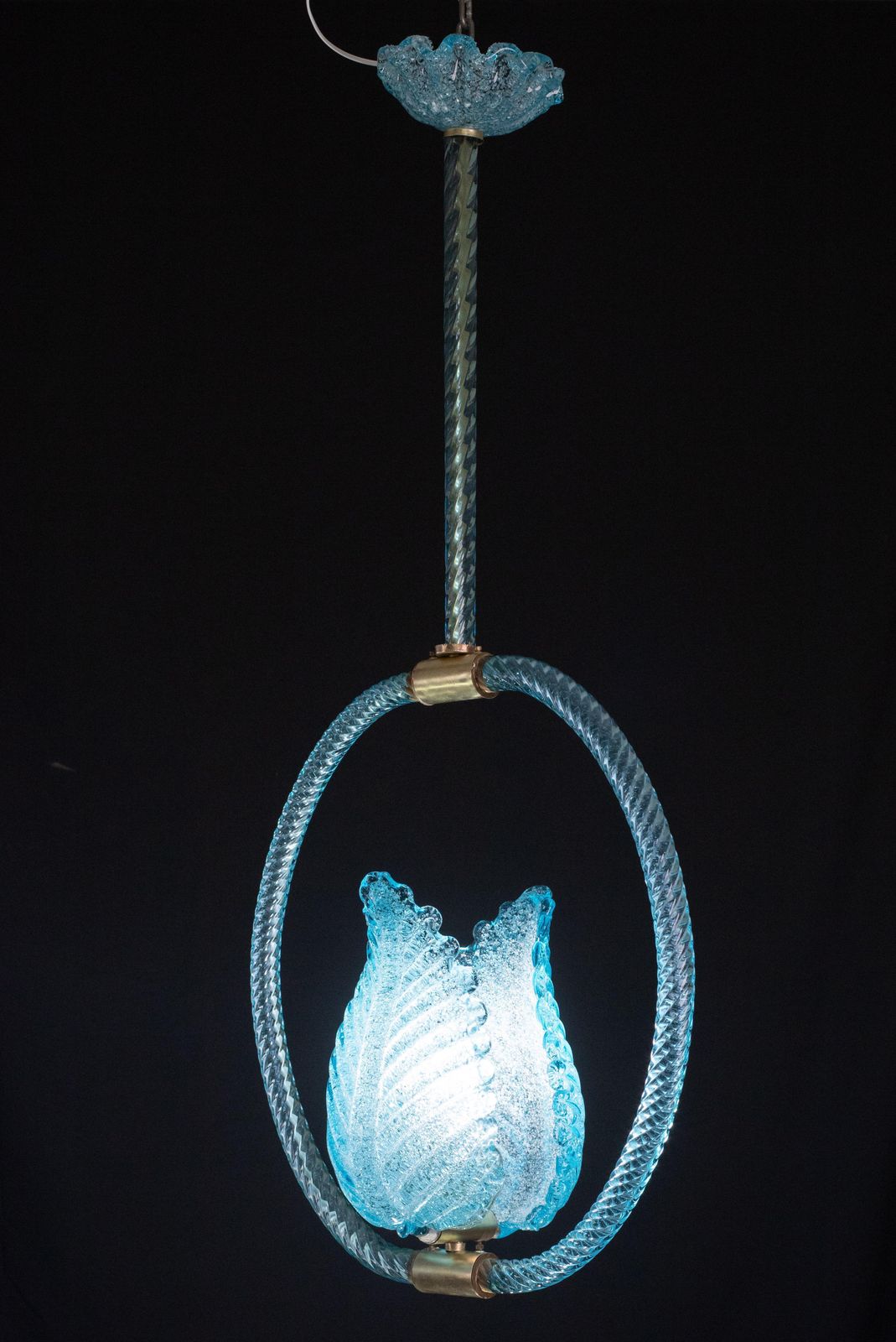 Blu Jewel Murano Glass Chandelier By Barovier E Toso, 1950s photo vinterior