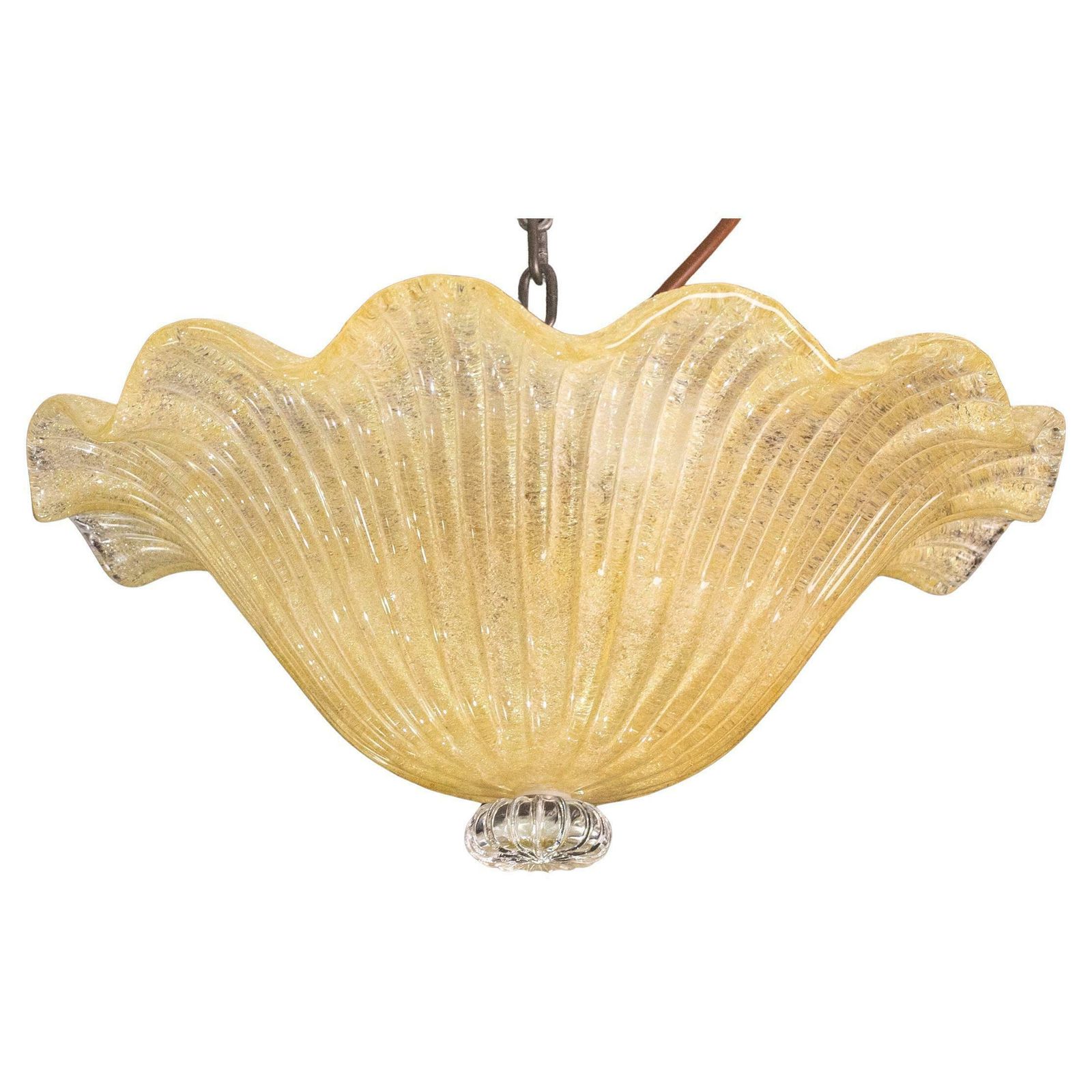 Murano Gold Ceiling Light Flower By Barovier & Toso, 1970