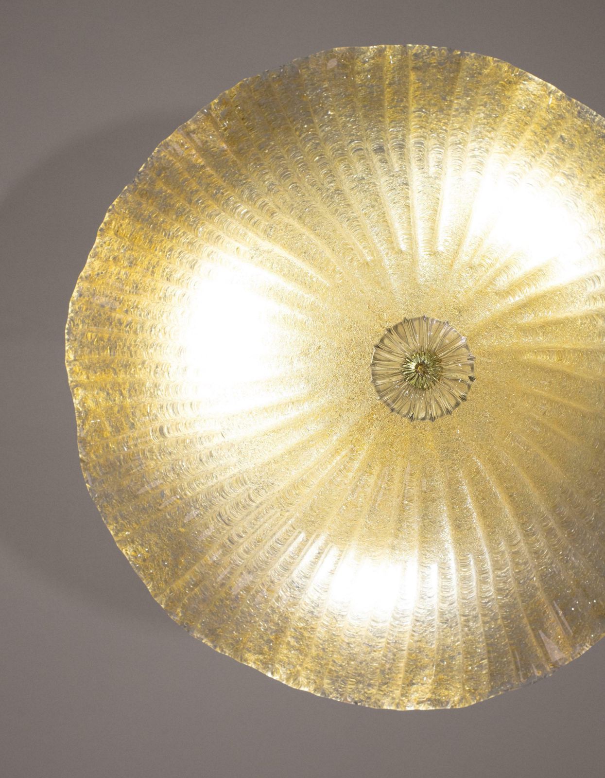Murano Gold Ceiling Light Flower By Barovier & Toso, 1970 photo Lighting