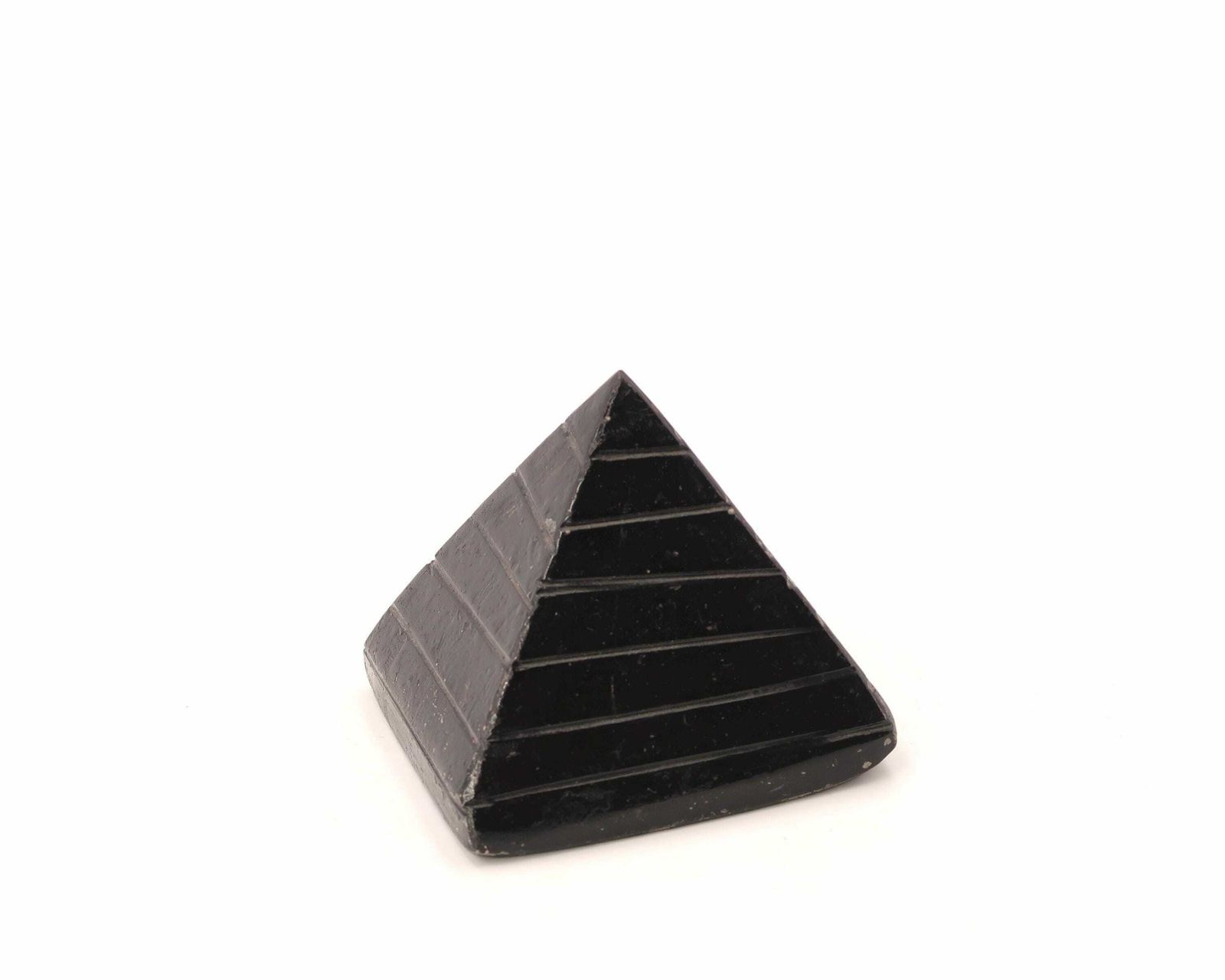 Black Stone Pyramid Sculpture Or Paperweight, 1970s / Egypt, Lucky Charm Talisman Energy, Dark, Folk photo Home Decor