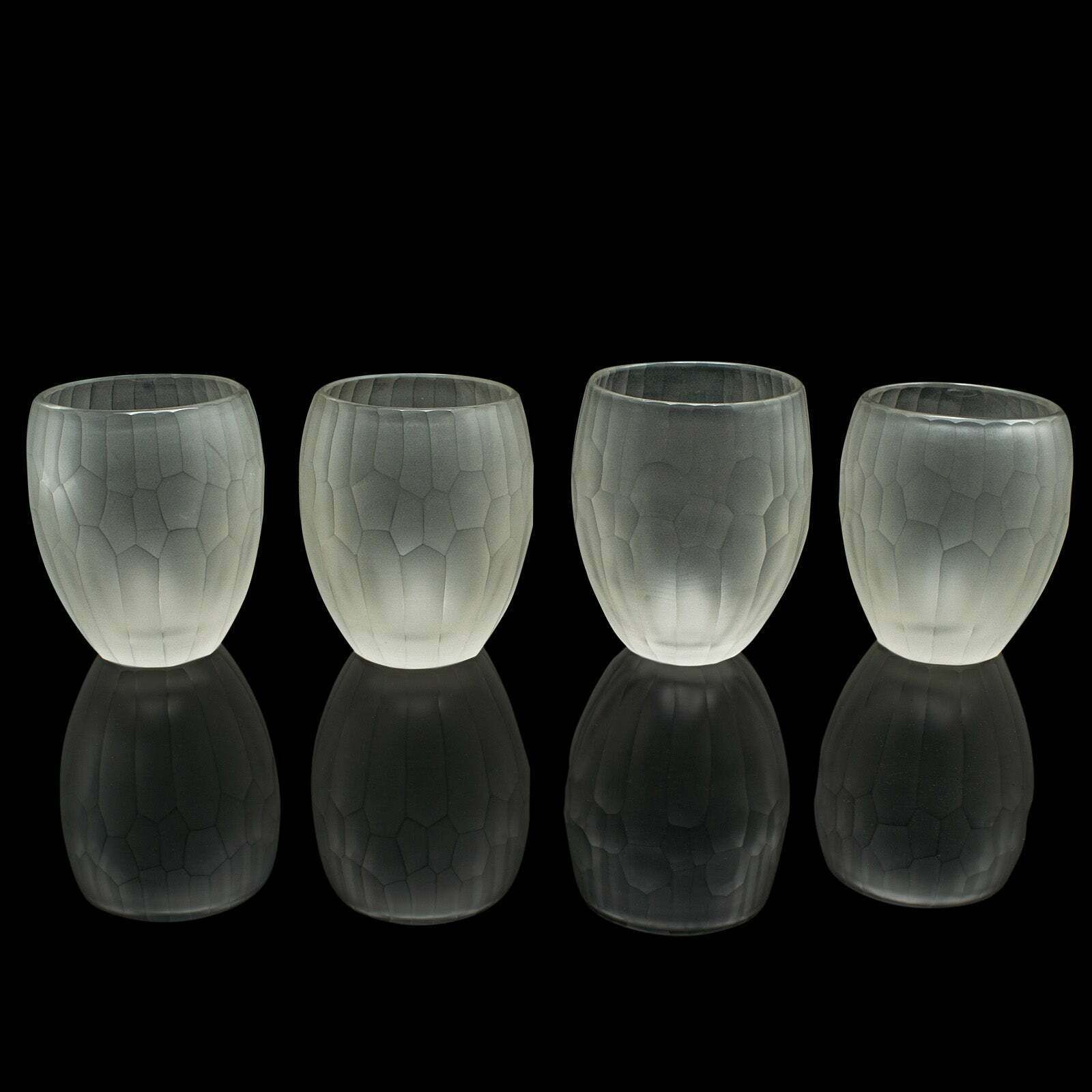 Set Of 4 Contemporary Wimbledon Spirit Tumblers, Frosted Cordial Glasses, Signed photo furniture