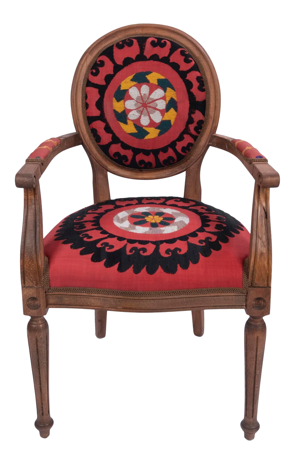 The Bohemian Chair, Suzani Embroidery Armchair With Bergere Style