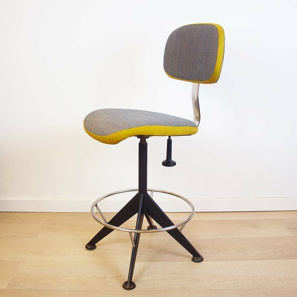 Upholstered Vintage Desk Swivel Stool, Spain, 1960s photo for sale