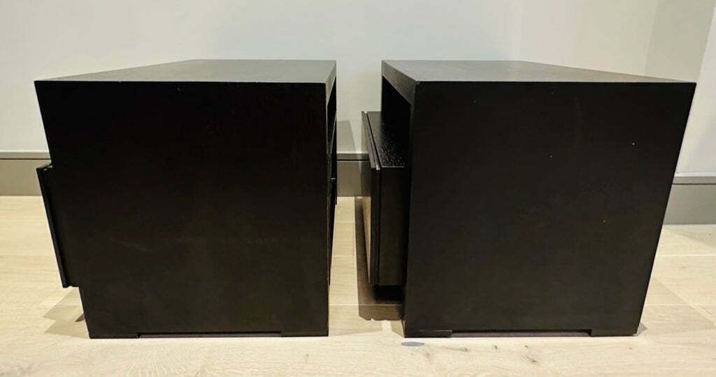 Pair Of 1990s Dark Brown Contemporary Stained Dark Brown Oak Bedside Tables Or Nightstands photo Furniture