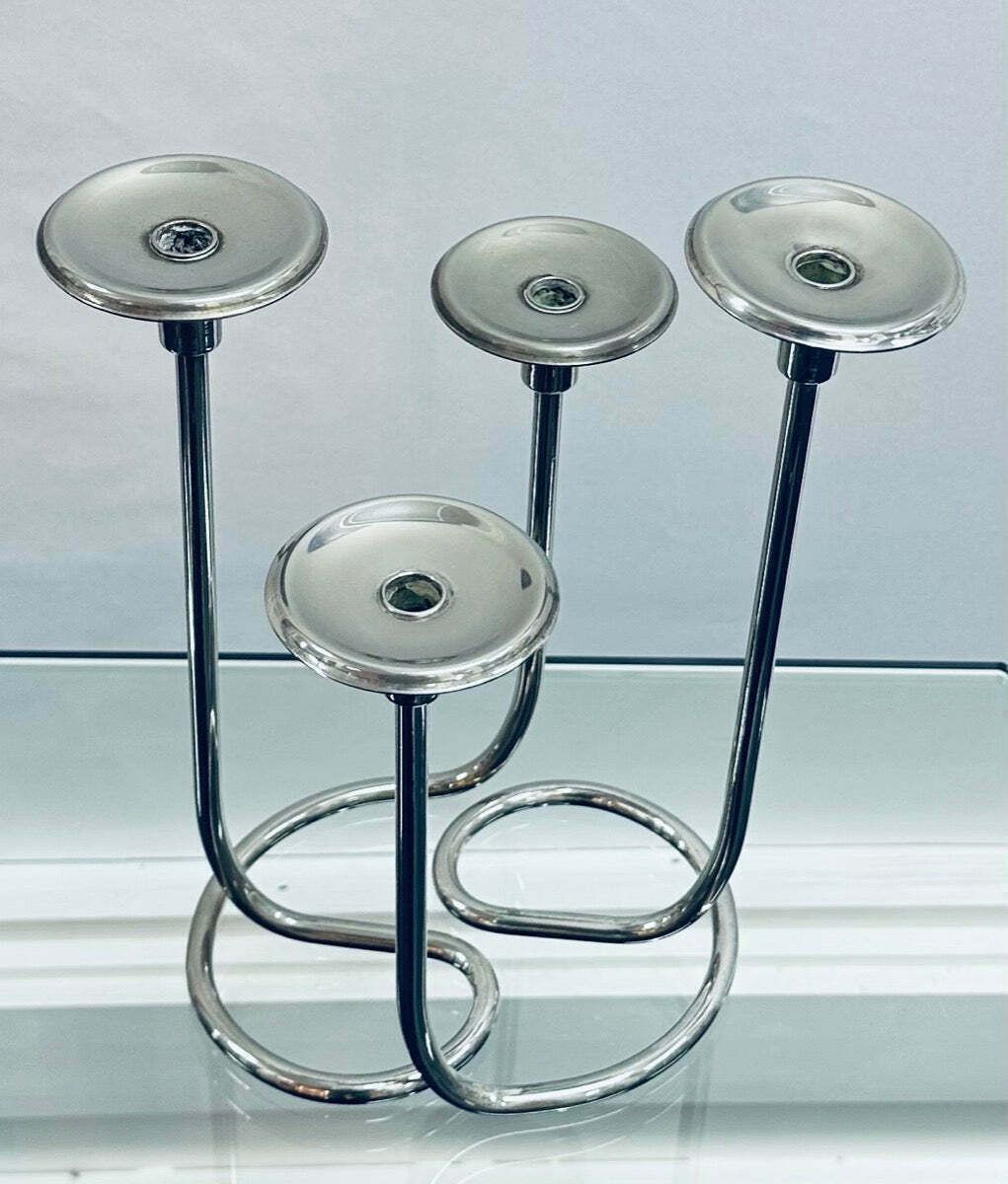 Pair Of 1950s German Candleholders Wilhelm Wagenfeld Style photo buy