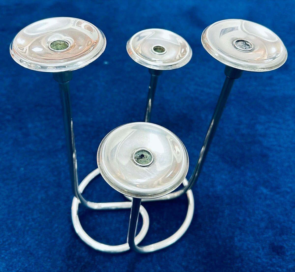 photo for sale Pair Of 1950s German Candleholders Wilhelm Wagenfeld Style