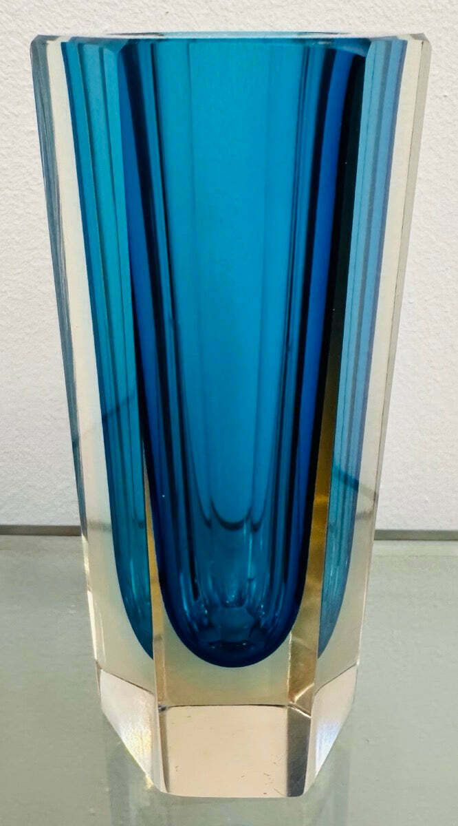 Small 1960s Italian Murano Turquoise Glass Vase photo Home Decor
