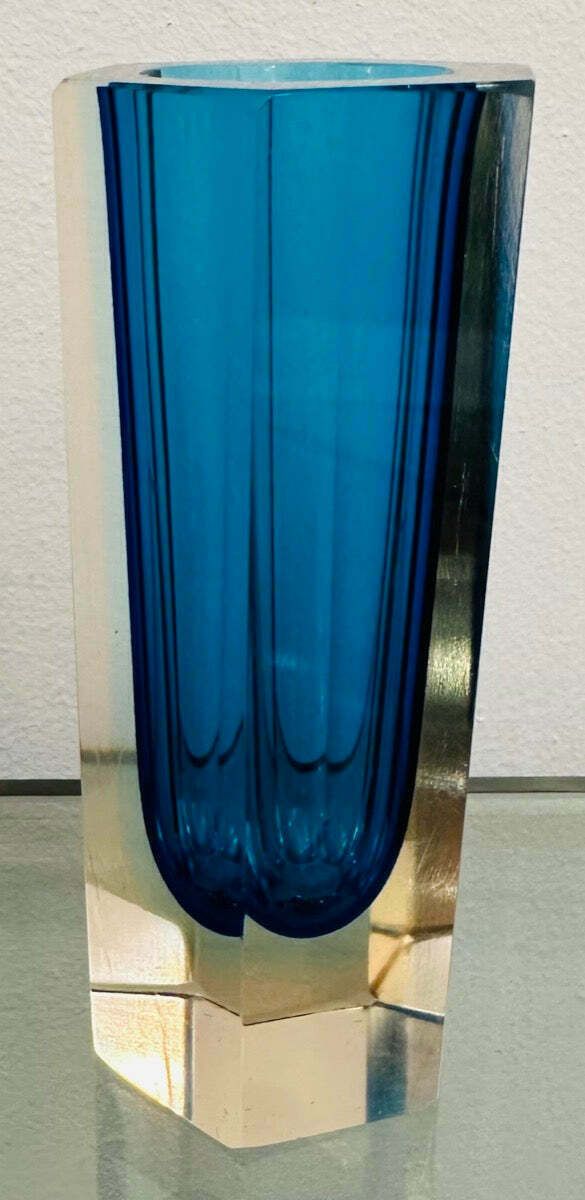 Small 1960s Italian Murano Turquoise Glass Vase photo buy